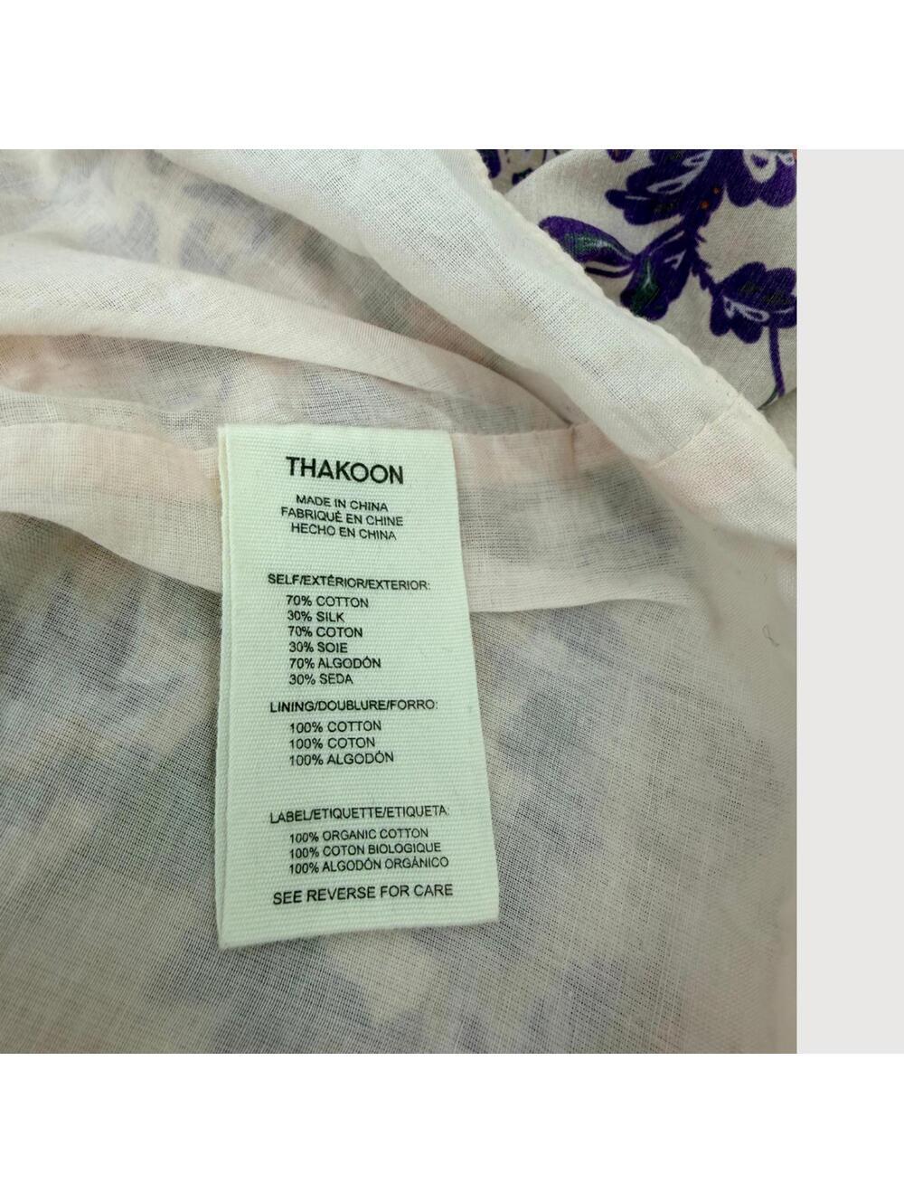 Thakoon Floral Tie Front Midi Dress Cotton Silk Peach S - Picture 4 of 9